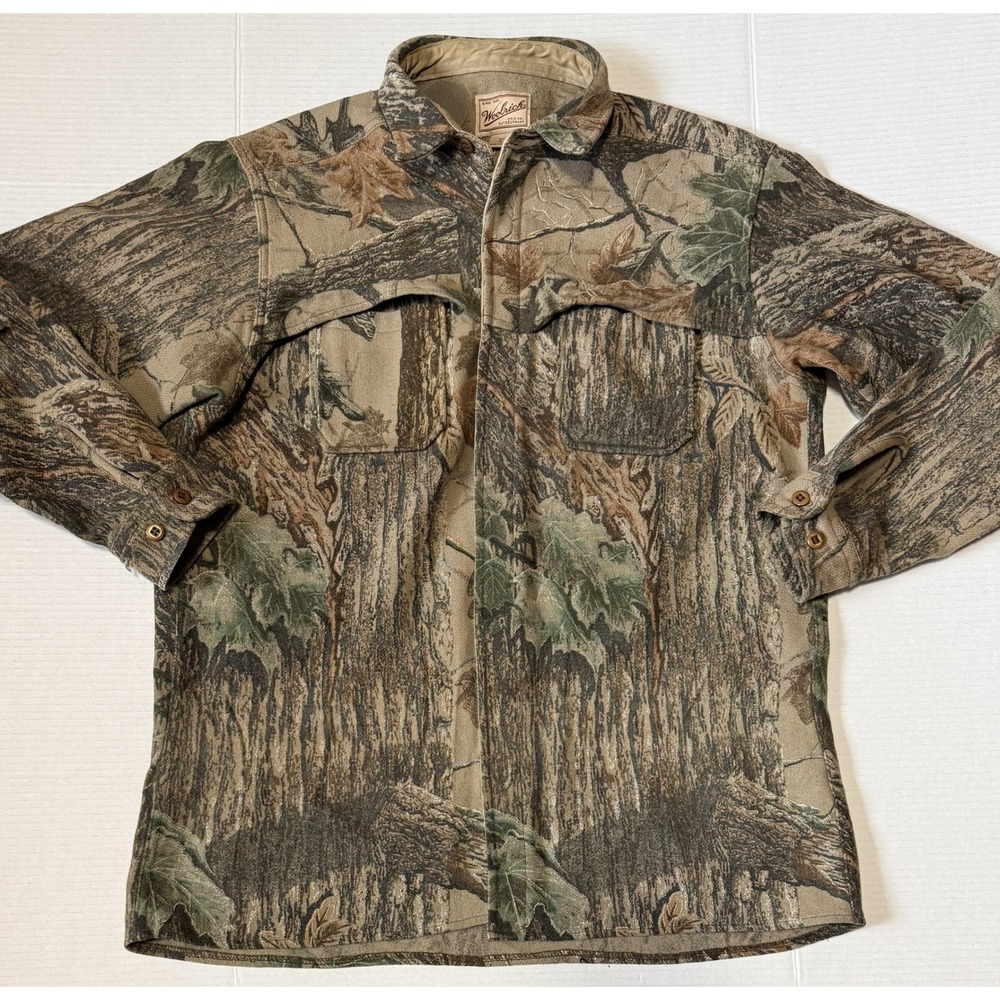 WOOLRICH - Men's Wool Shirt Jacket - Camo Hunting Long Sleeve - XL